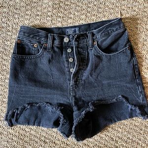 Abercrombie 4 inch black denim shorts
